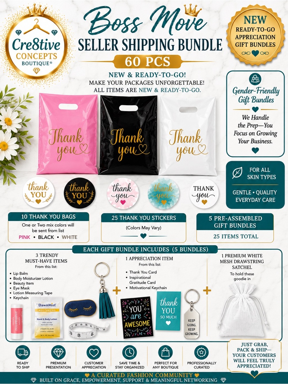 Boss Move Seller Shipping Bundle – 60 Pieces